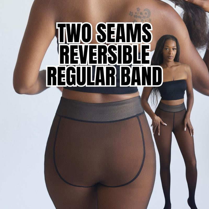 NEW COMPRESSION BAND & ONE SEAM OPTION! the ORIGINAL MAGIC FLEECE LINED LEGGINGS - XXS to 3XL - 4 SHADES - CLOSED FOOT - Fleece Tights Available in plus Size and Light to Brown Fur